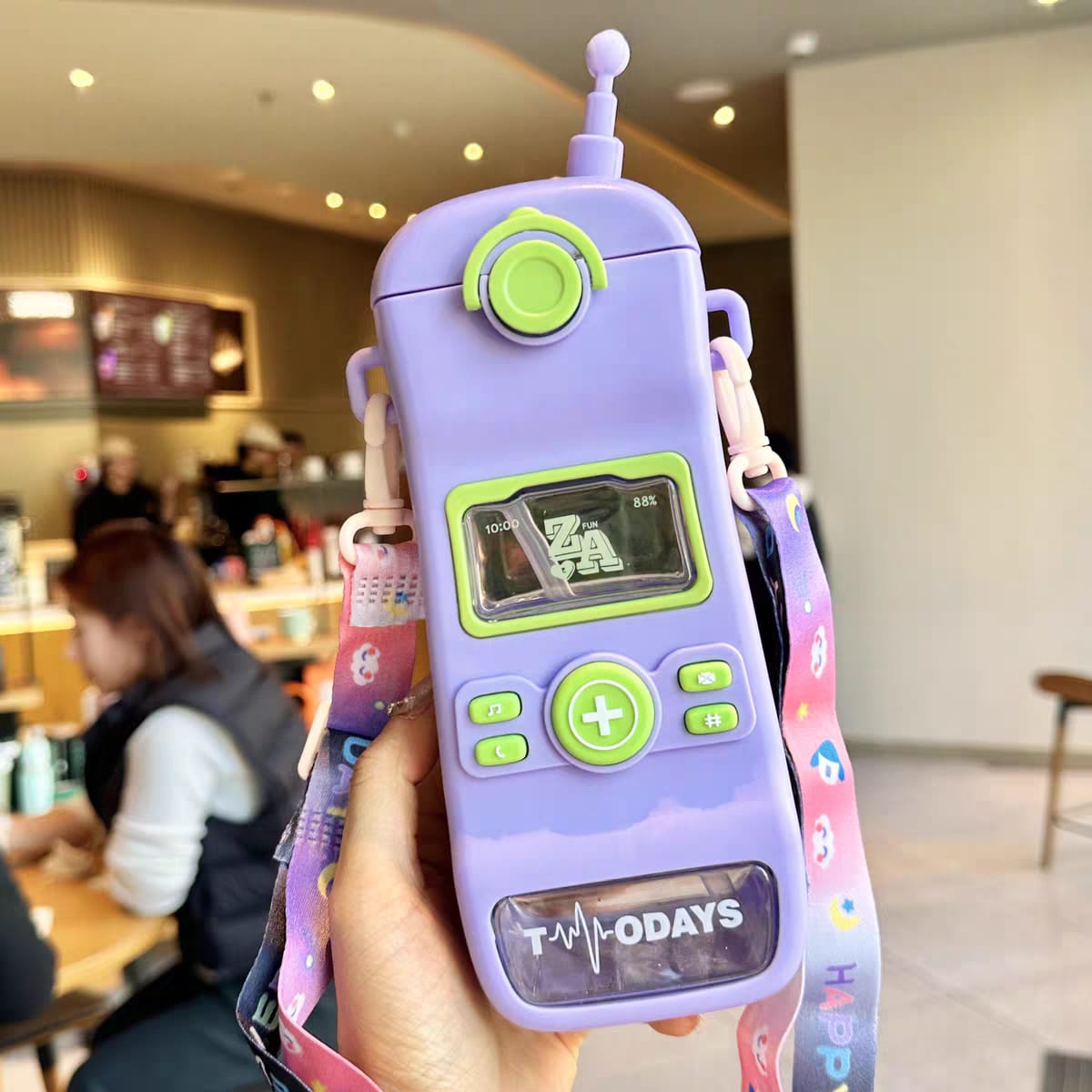 Cute Telephone Shape BPA-Free Water Bottle with Long Strap – Sipper Style – 550ml