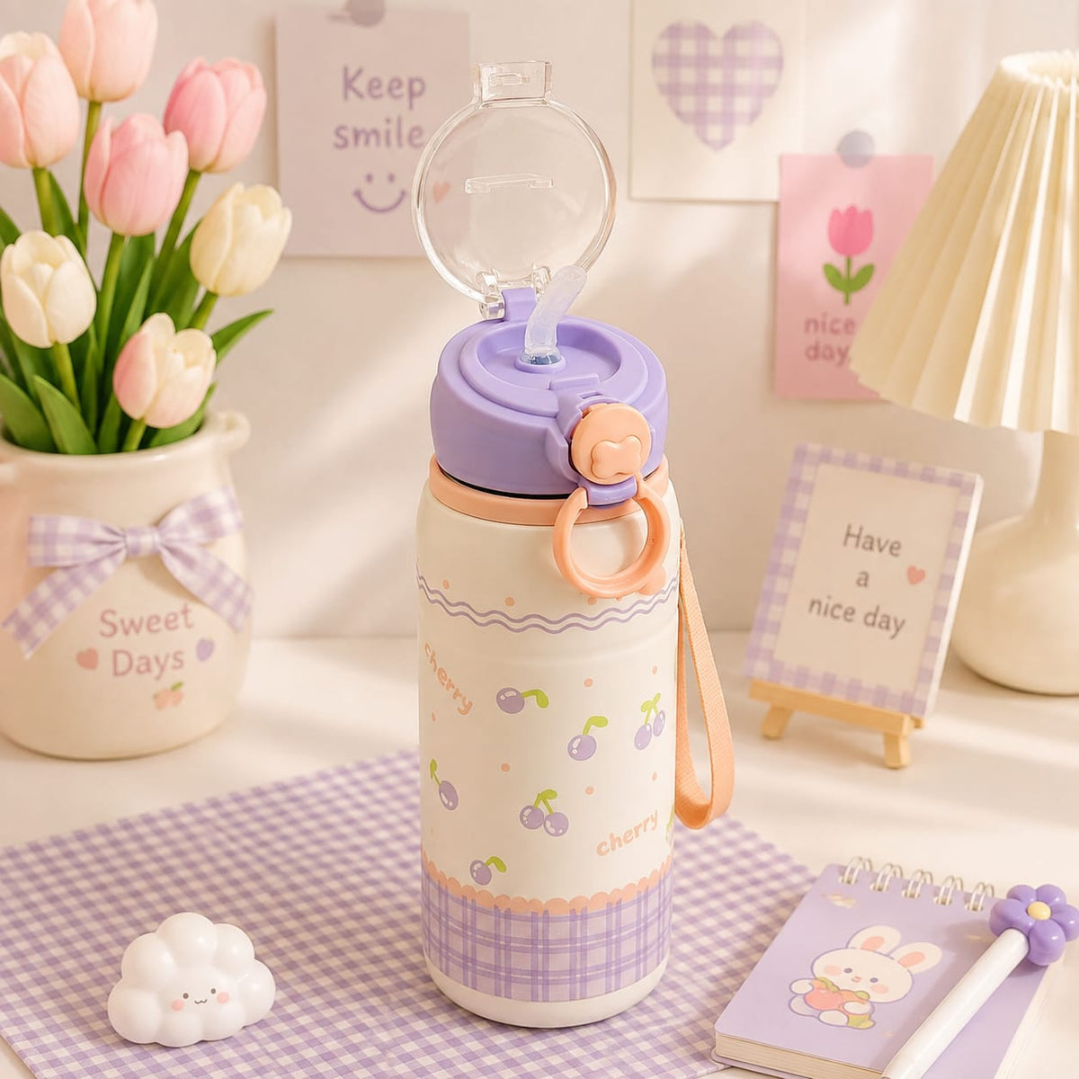 Hi Cherry™ Stainless Steel Vaccum Girls Water Bottles | 780 ml | Sus 316 | Hot / Cold ❄🔥