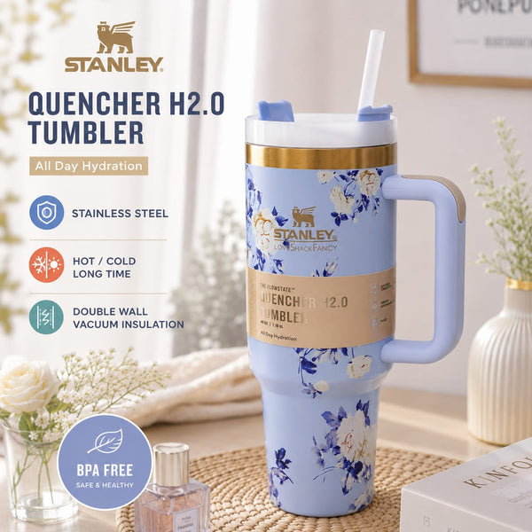 40 Oz Stanley Floral Stainless Steel Vacuum Insulated Tumbler with Handle & Straw
