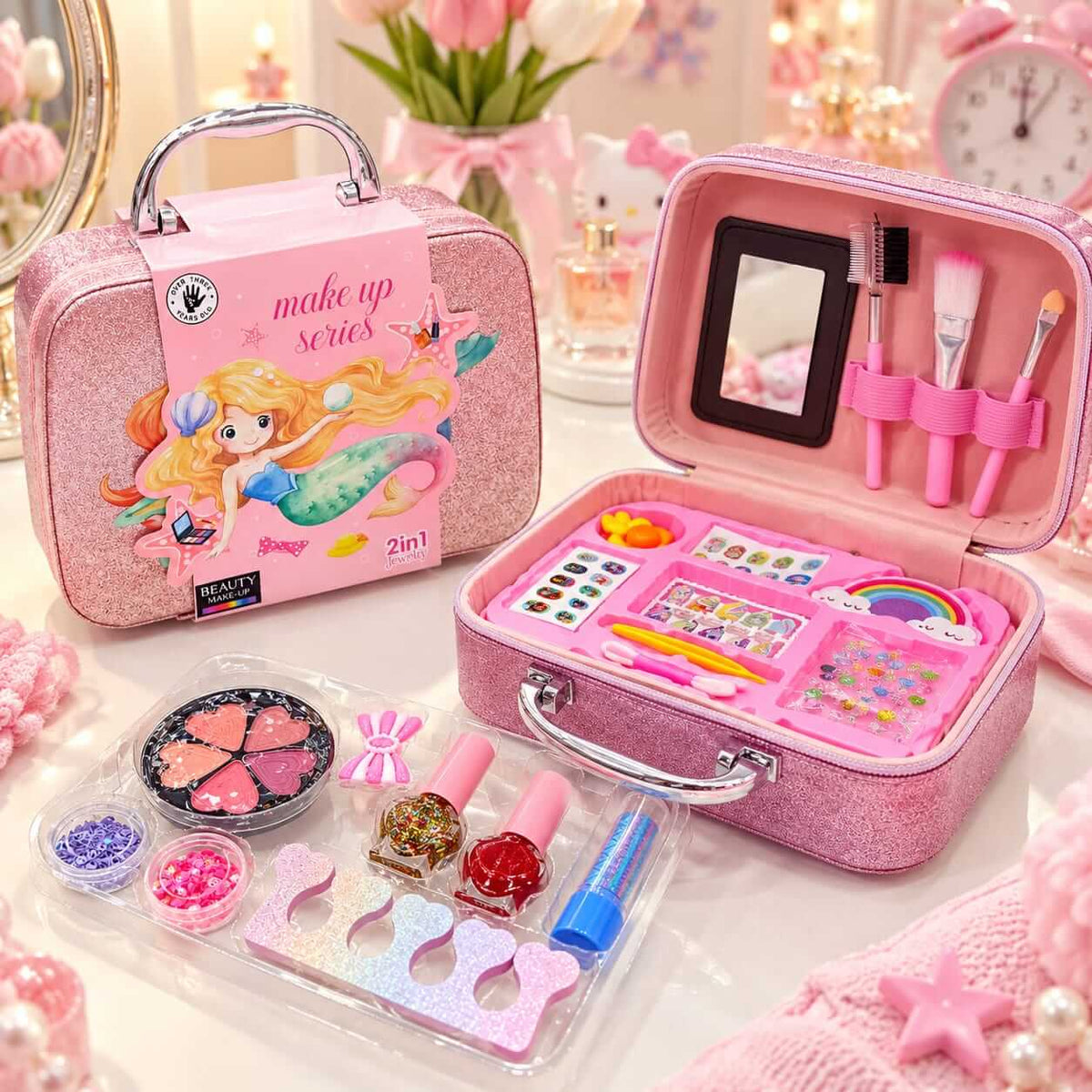 Mermaid Small Briefcase Makeup Kits For Girls