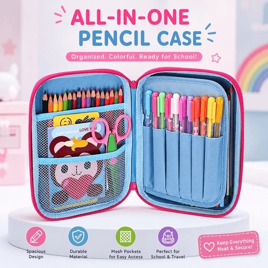 🍩 3D Fiber Pencil Organizer Case for School - Size 23 × 15 cm