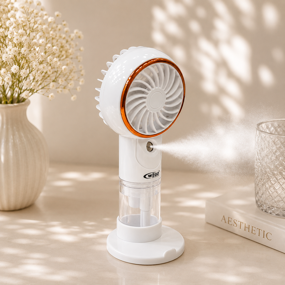 Rechargeable Mist Fans | 5 Speed Modes | 500 mah Battery | 30-45 Minute backup | Type C