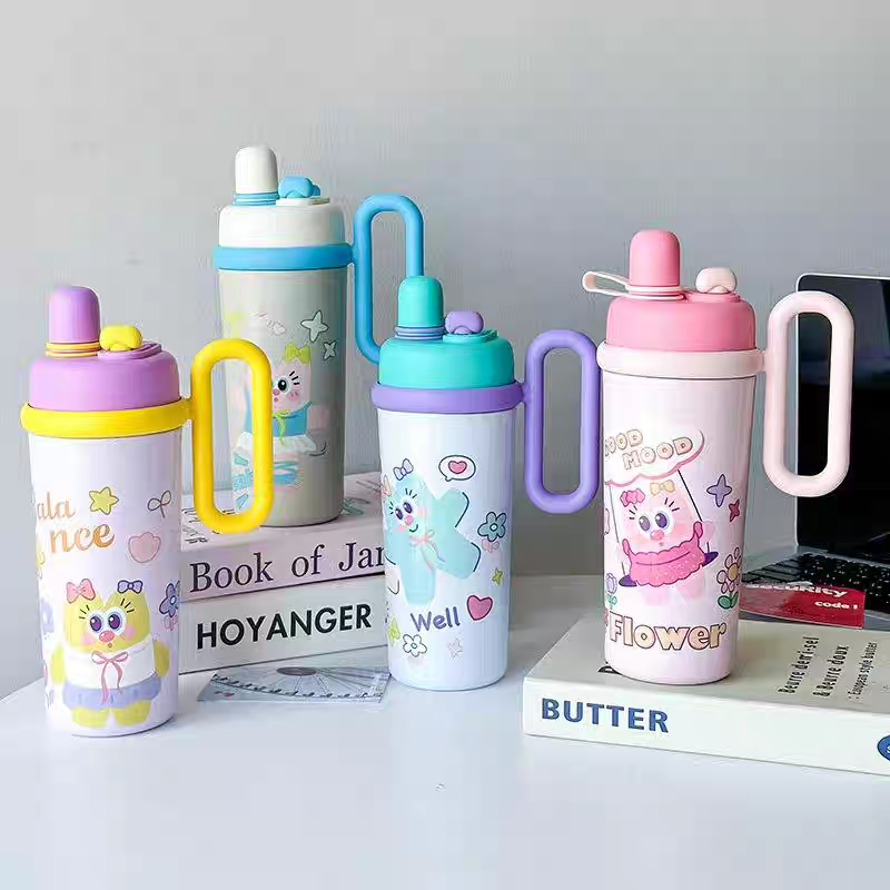 Happy Joy™ Kids Stainless Steel Vacuum Tumbler – 700ml - Hot / Cold - Double Drinking Mouth