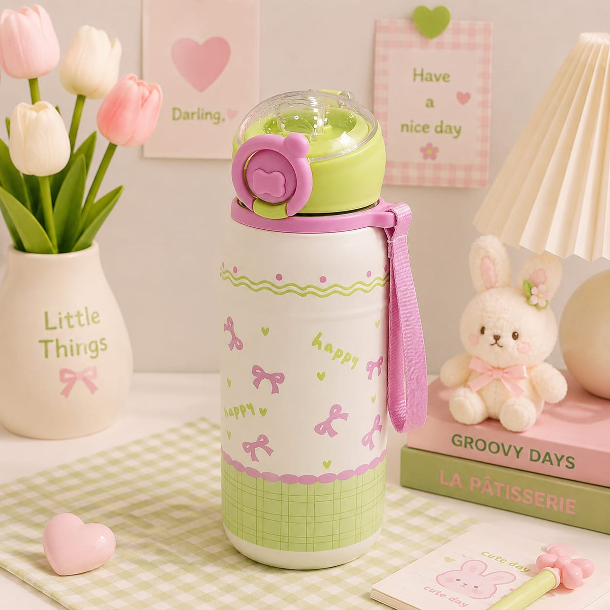 Hi Cherry™ Stainless Steel Vaccum Girls Water Bottles | 780 ml | Sus 316 | Hot / Cold ❄🔥