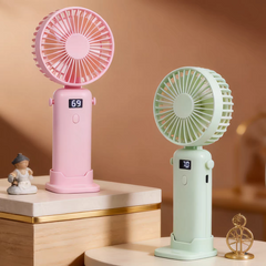 Portable Rechargeable Foldable Hand Fan with Digital Display – 5 Speed Modes - 800 mah Battery ( 30-40 Minutes Backup )