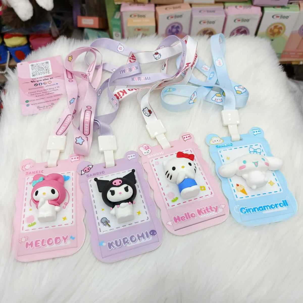 3D Cute Sanrio Cartoon ID Card Holders for Children with Lanyard