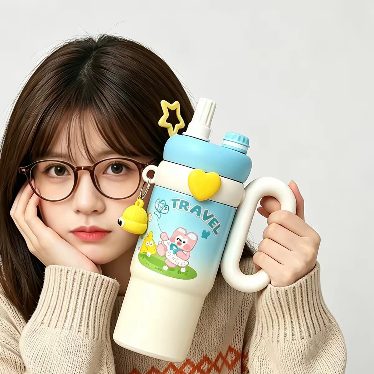 Mini Rainbow® Stainless Steel Cute Tumblers with Keychain | 850 ML | Hot & Cold 🔥❄