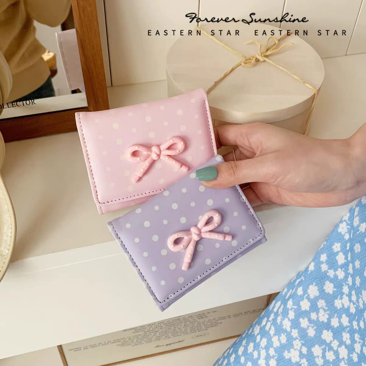 New Bow Cute Mini Card Holder Girls Wallets ( Size 4.5 × 3.5 Inch )