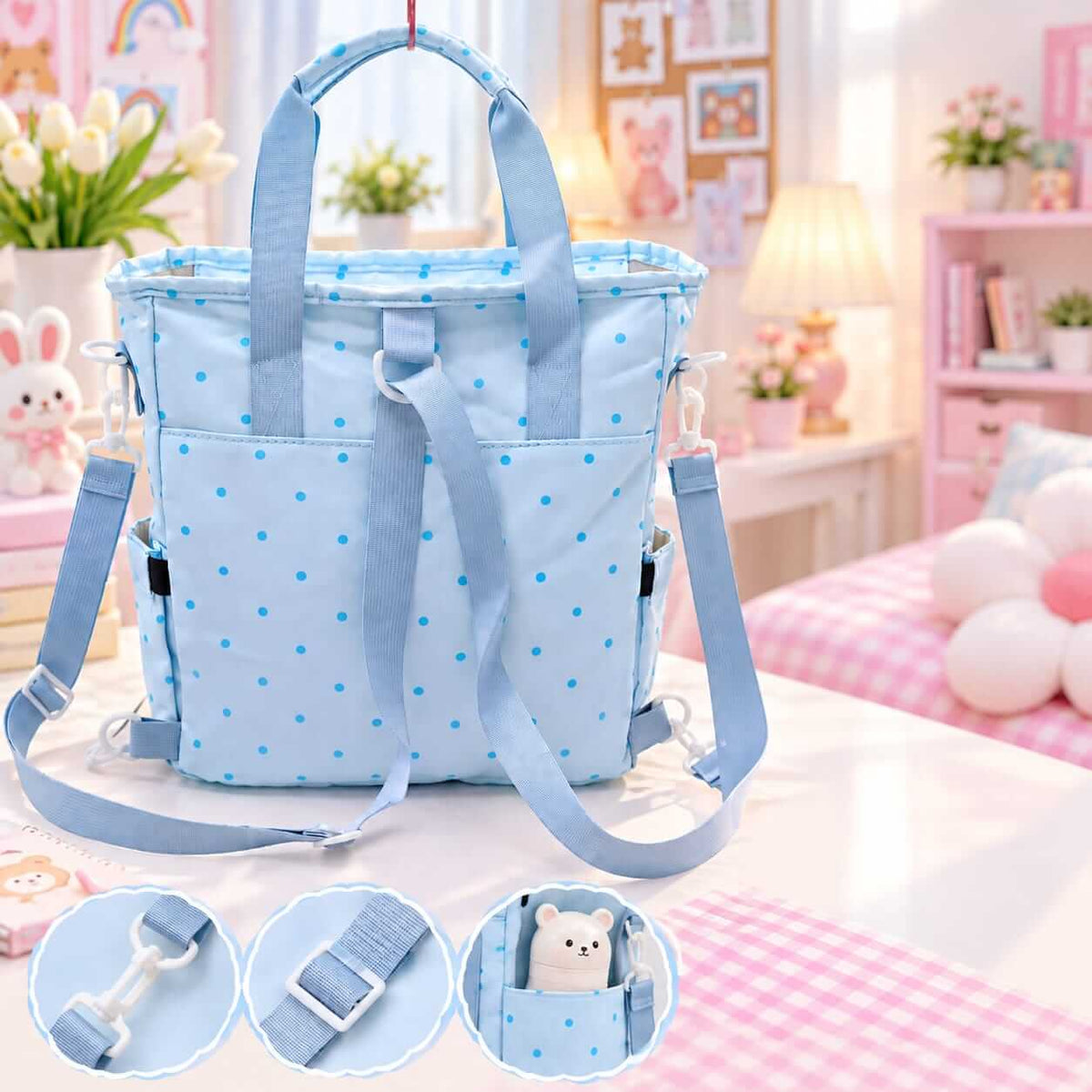 2-in-1 Kids Parachute Traveling Tote Bag / Backpack With Led Keychain ( Size 14 × 10 Inch )
