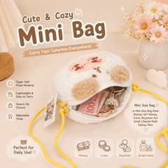 Cute Plush Mini Crossbody Kids Bag ( Size 6 × 5 Inch ) Soft Cartoon Coin Pouch