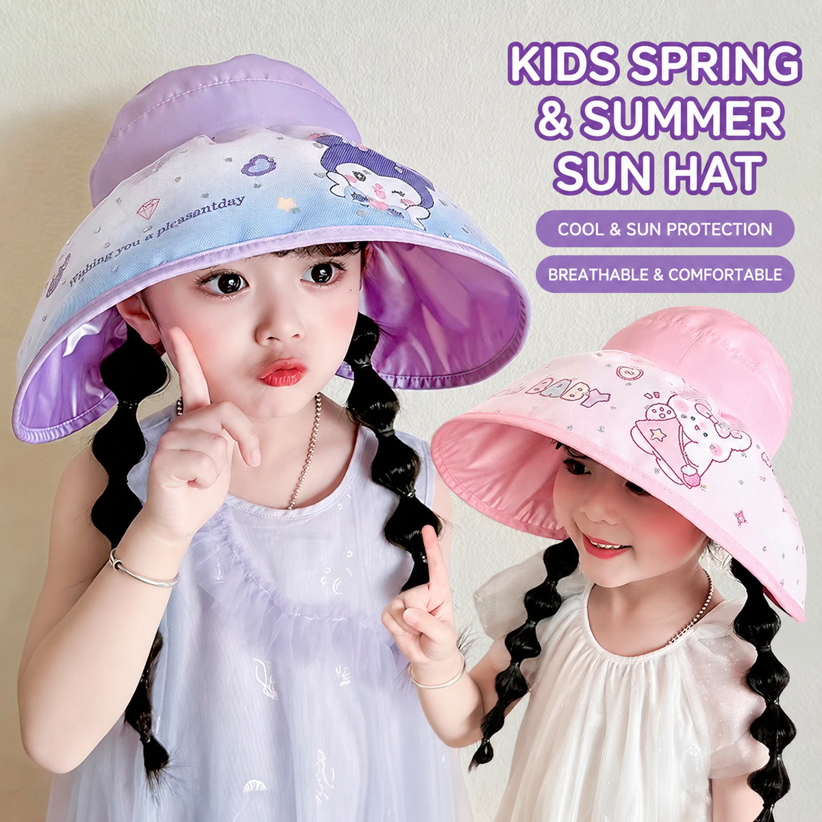 🌸 Kids Summer Sun Protection Hats | Suitable 2 to 8 Years Age