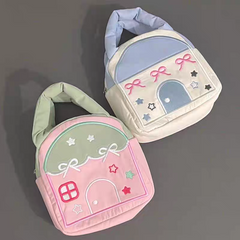 Kawaii Mini House Organizer Bag for Girls – Cute Parachute Cosmetic & Travel Pouch 🏡 Size 18 × 17 cm