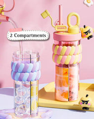 Twinsip™ 2 Compartments Acrylic Unbreakable Fancy Sippers | 720 ml
