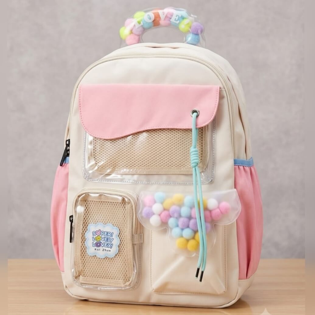 GoodSmile™ Parachute Girls Funky Backpacks | Size 16 × 12 Inch | Multi Zipper Pockets
