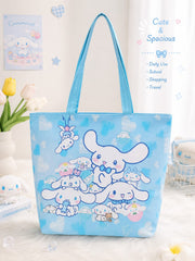 Sanrio Cute Traveling Tote Bags | Large Capacity | Zipper Pocket | Size 17 × 13 Inches