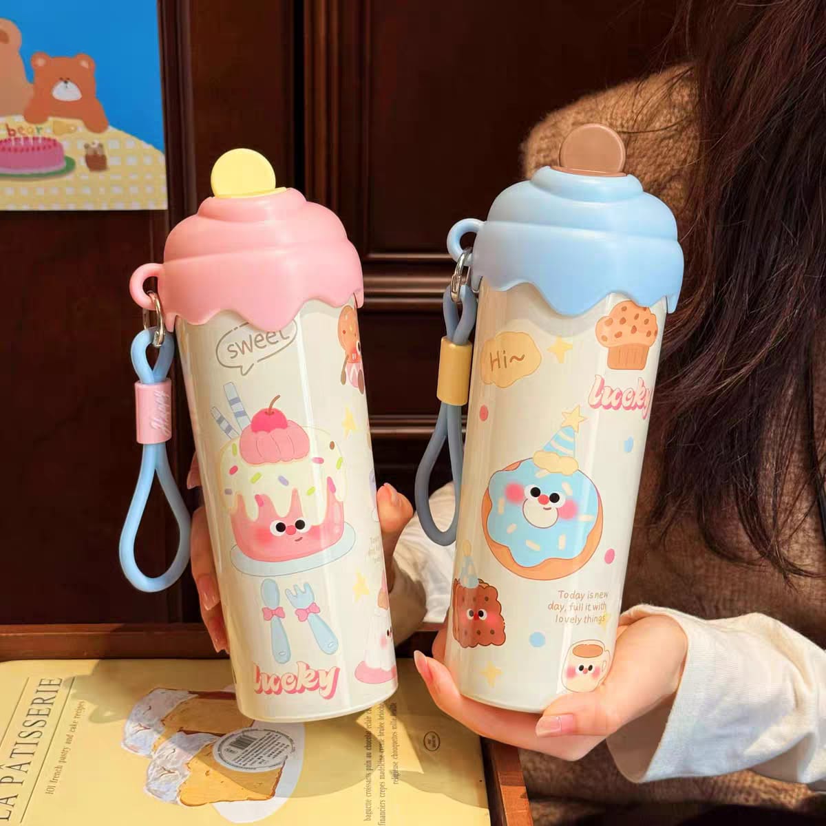 Ice Cream Shape Stainless Steel Water Bottle – 600 ML | SUS 316 | Hot & Cold 🔥❄
