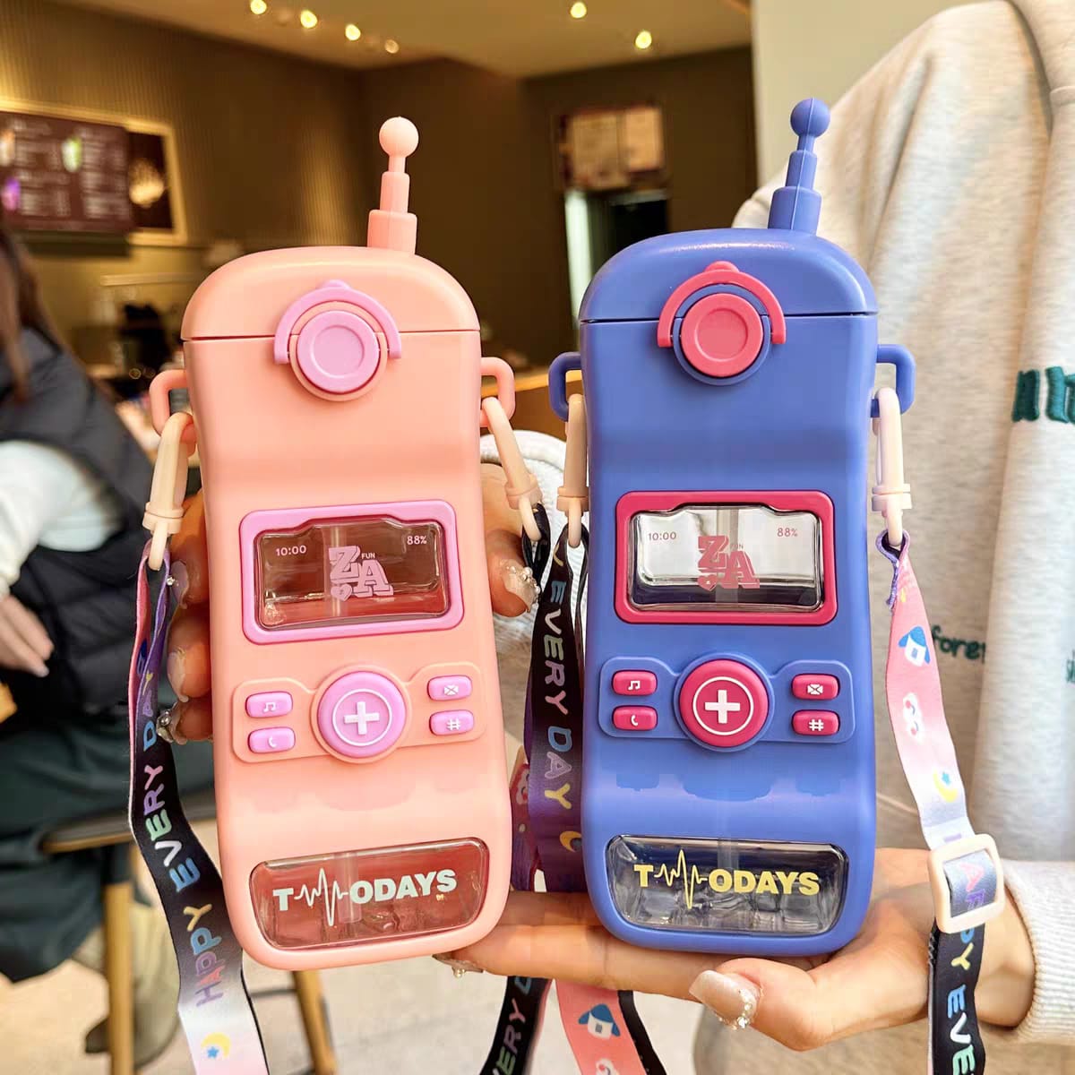 Cute Telephone Shape BPA-Free Water Bottle with Long Strap – Sipper Style – 550ml