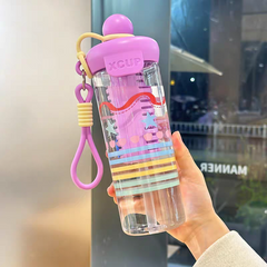 Cute Water Bottles – 700ml Leakproof Straw Bottle with Carry Strap