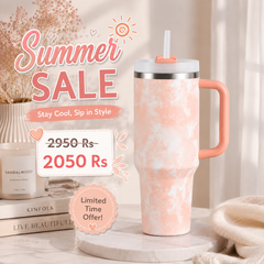 Premium Stainless Steel Tumbler with Handle & Straw – 40 Oz / 1200 ml Capacity
