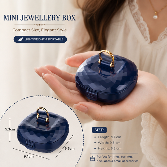 ( Random Color ) Mini Diamond Jewellery Box – Portable Travel Organizer with Mirror