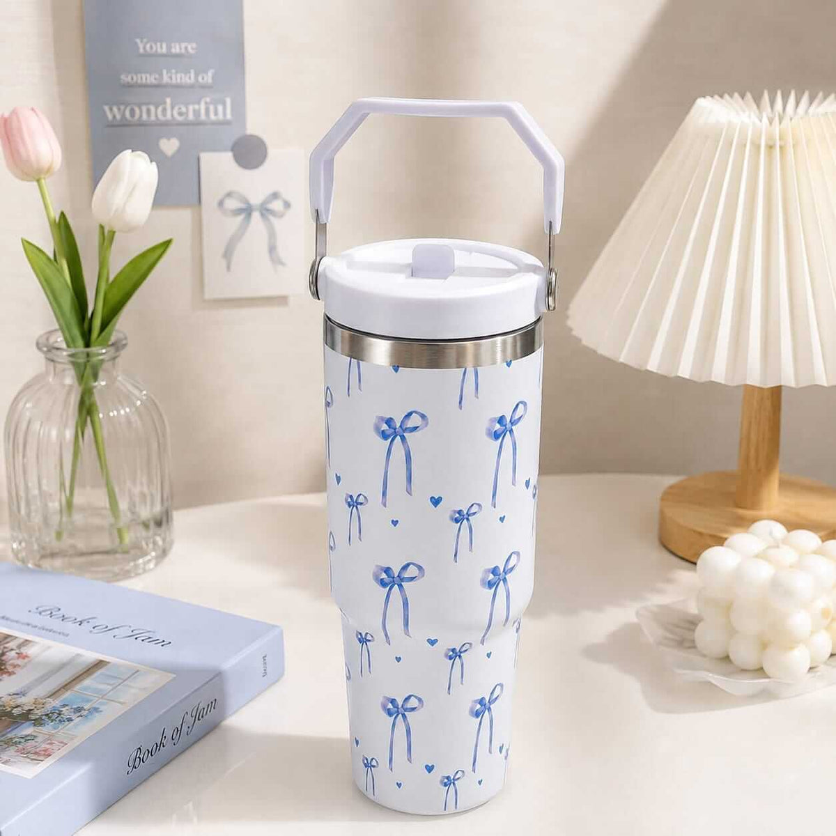 30 Oz / 900 ML Bow Stainless Steel Vacuum Flask Tumbler | SUS 304 | Hot & Cold