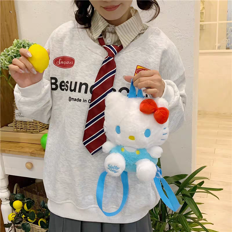 Hello Kitty Plush Mini Backpack for Girls , Plush Soft ( 8 × 7 Inch )