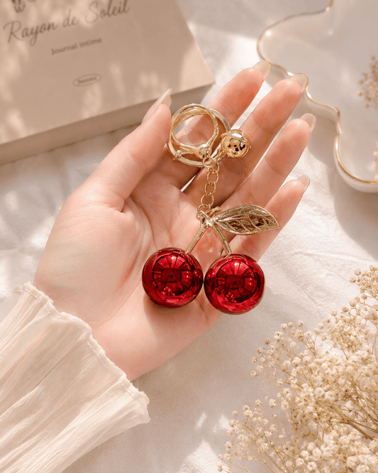 🍒 Luxury Cherry Charm Keychain – Cute Aesthetic Bag Accessory