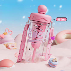 Sweet Cone Ice Cream Bottle – 880ml Leak-Proof Kids Tumbler with Strap