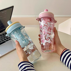 🌸 Stylish Floral Water Bottle with Strap & Flower Charm – 950ml - Leak Proof / Unbreakable
