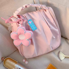 Stylish Cloud Makeup Organizer Portable Traveling Bags With Flower Keychain 🌸