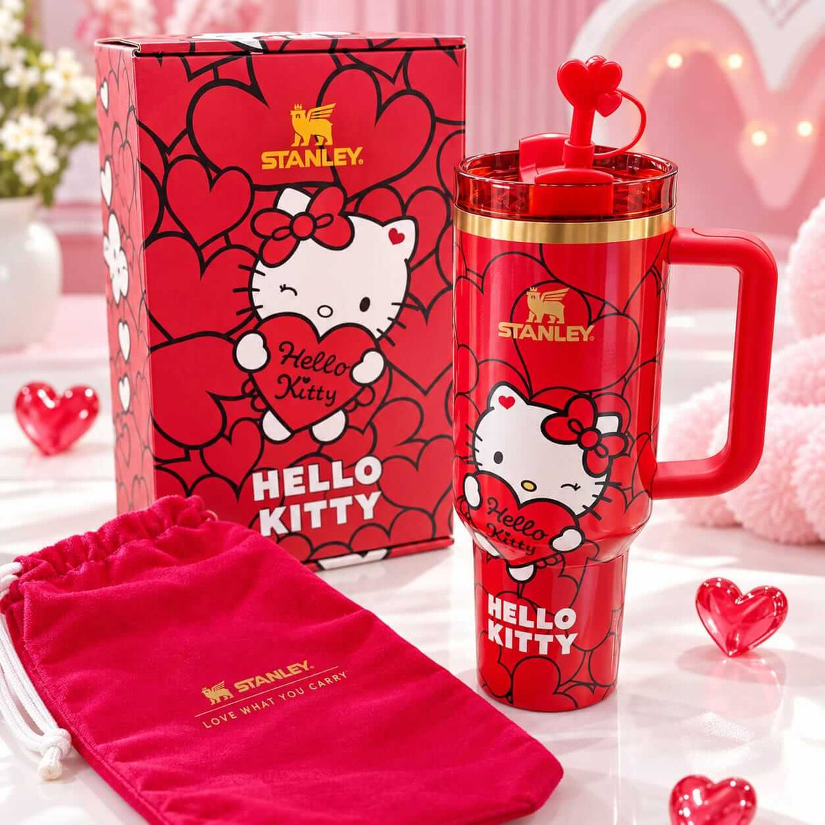 Stanley Hello Kitty Tumbler with Gift Box & Accessories – 40 Oz