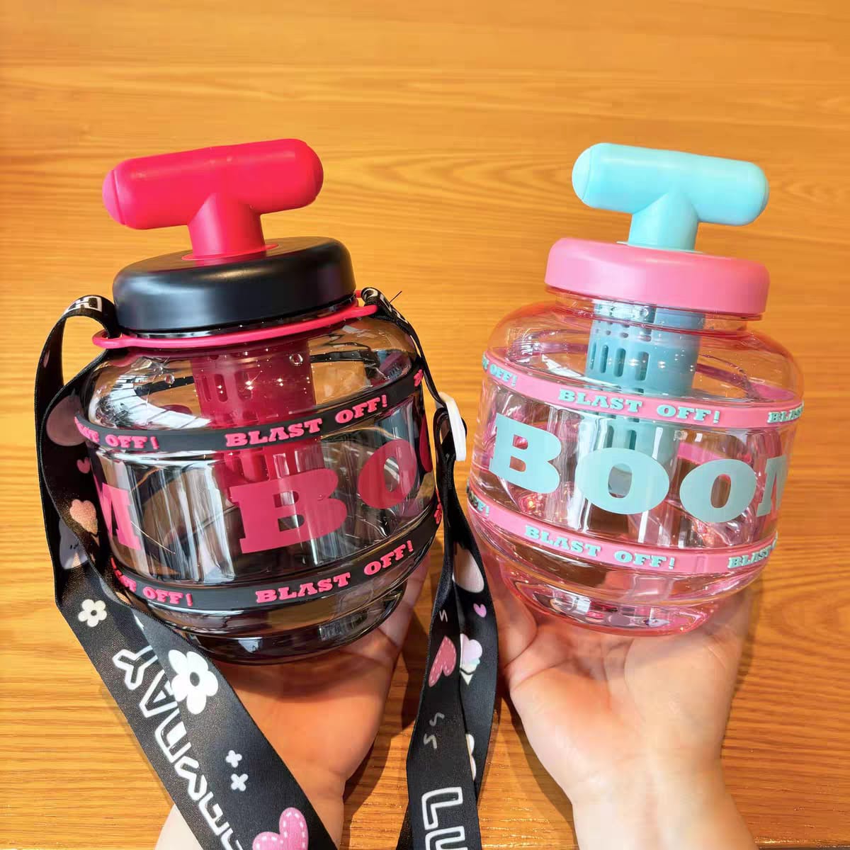Cute Children's Water Bottles | BPA Free Plastic | 900 ml | Long Strap