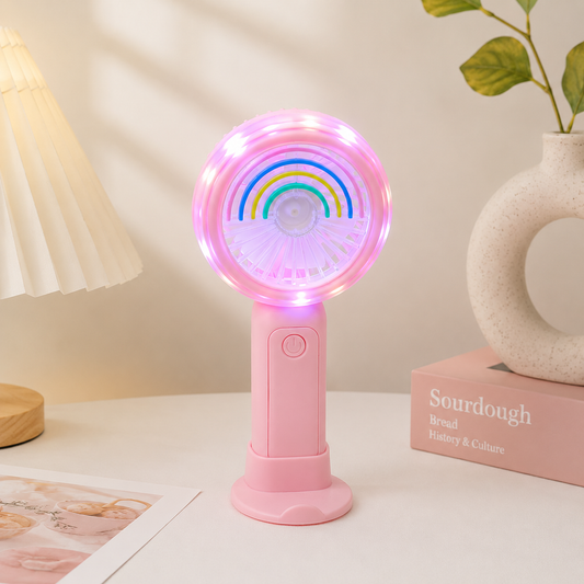 🌈 Minirainbow Led Light Rechargeable Mini Fans | 3 Speed Modes | Type C