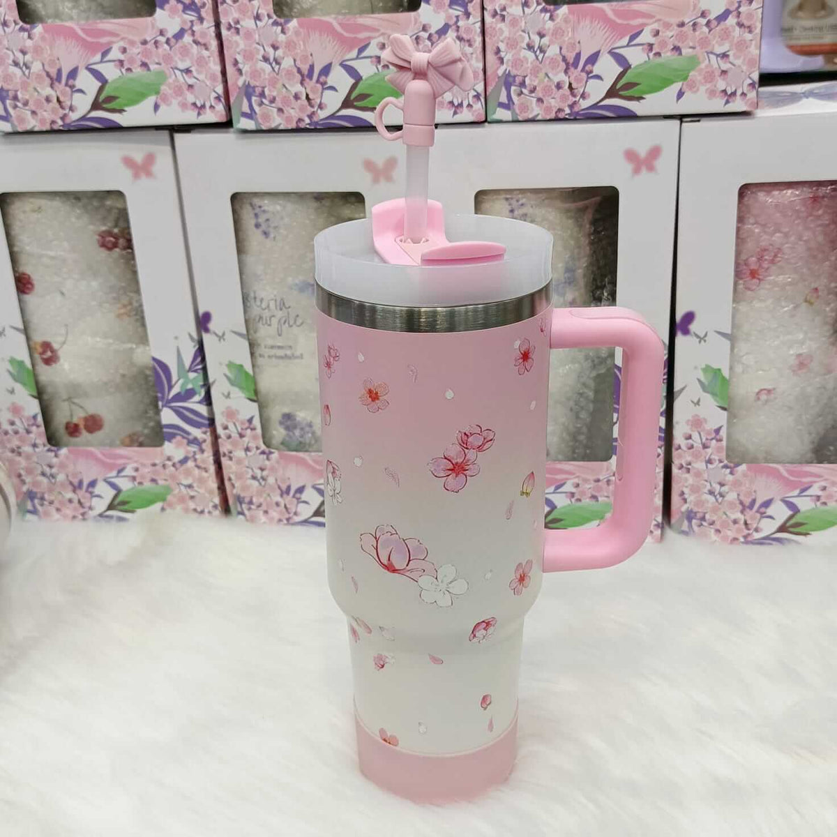 Stylish Tumblers with Bow Stopper & Silicone Boots Gift Box - 40 Oz / 1200 ml
