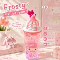 Sanrio Led Light Jelly Frosty Sippers ❄️ Built-in Freezer Gel Cooling 🌈 Color Chaging Lights With Bow Stopper