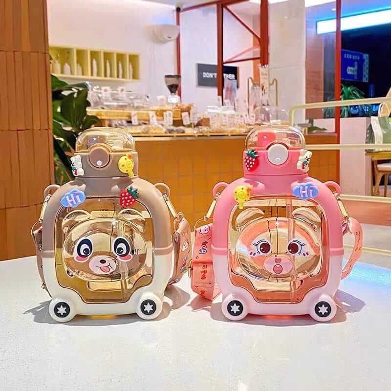 Cute Dual Drinking Water Bottles For Kids , 1000 ml , BPA Free Plastic