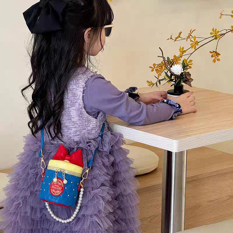 Princess Mini Crossbody Bag for Girls – Cute Bow Pearl Sling