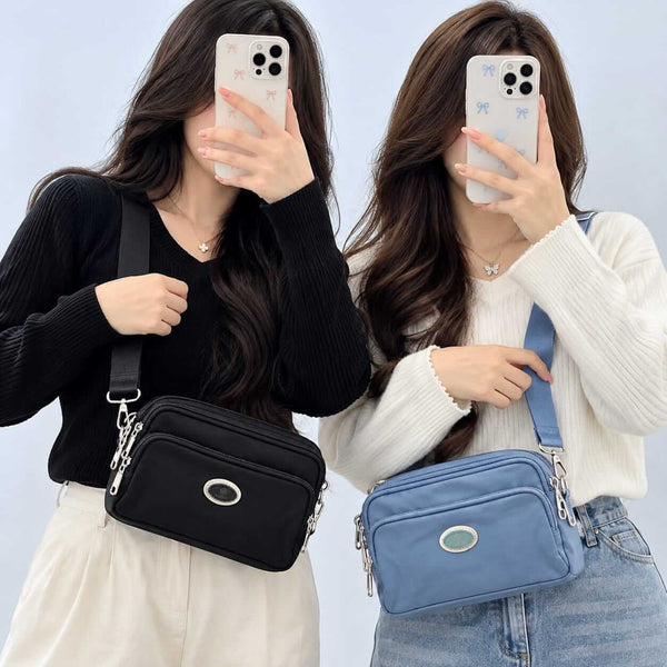 Parachute 3 Zipp Ladies Small Size Crossbody Bags ( Size 8 × 5 inch )