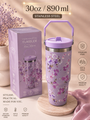 Premium Floral Stainless Steel Handle Tumbler – 30oz / 890ml - Sus 306