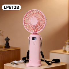 Portable Rechargeable Foldable Hand Fan with Digital Display – 5 Speed Modes - 800 mah Battery ( 30-40 Minutes Backup )