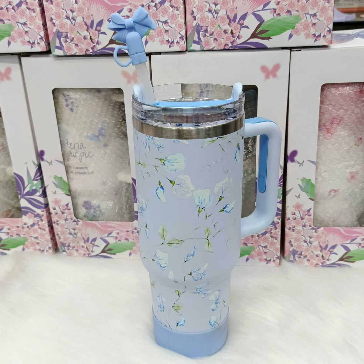 Stylish Tumblers with Bow Stopper & Silicone Boots Gift Box - 40 Oz / 1200 ml