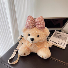 🐻 Cute Teddy Bear Plush Crossbody Bag for Girls – Soft Stuffed Shoulder Purse