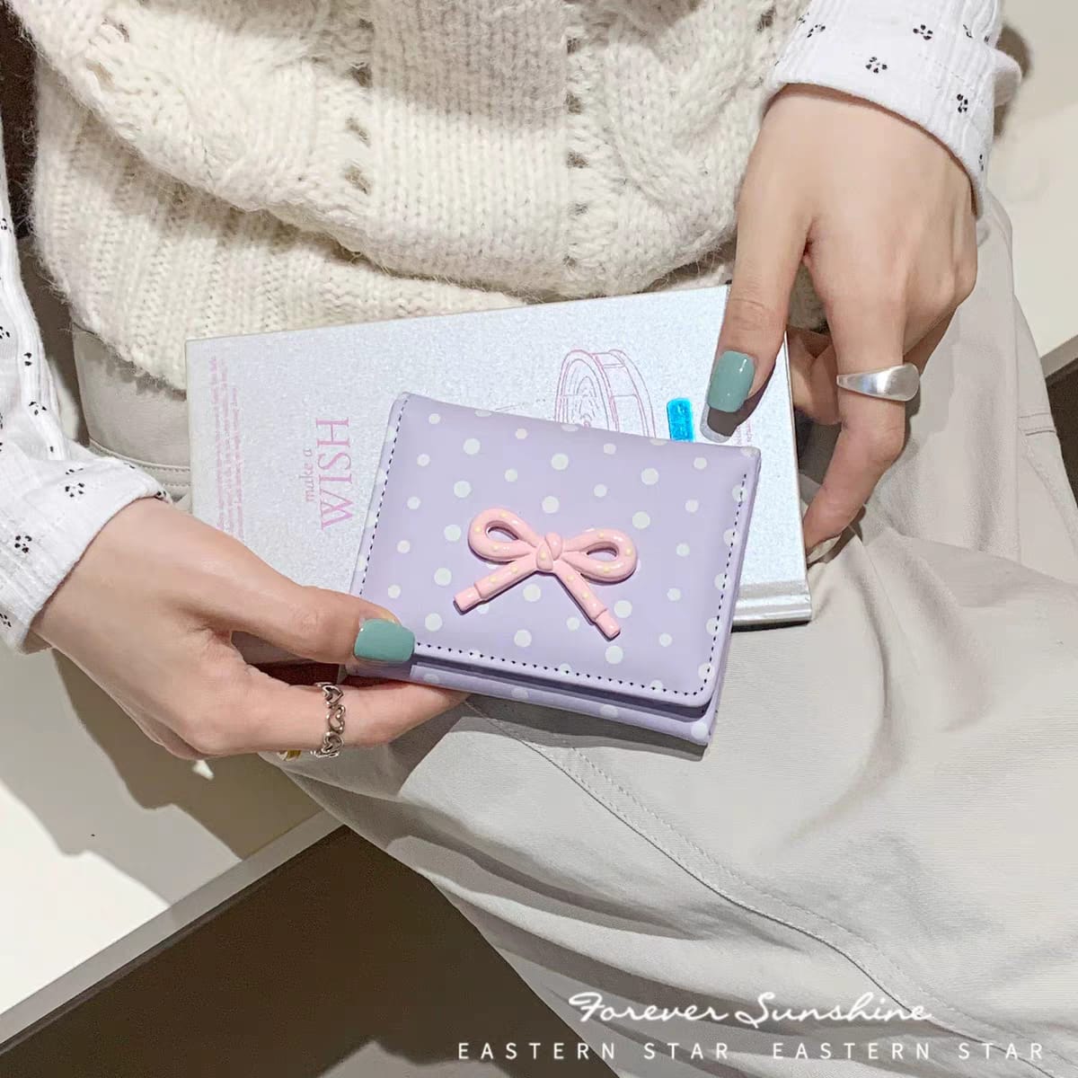 New Bow Cute Mini Card Holder Girls Wallets ( Size 4.5 × 3.5 Inch )