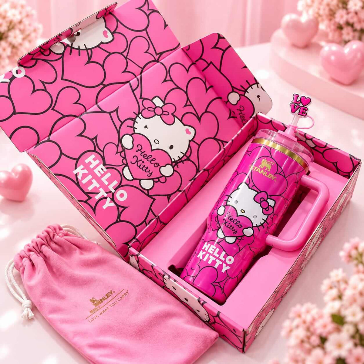 Stanley Hello Kitty Tumbler with Gift Box & Accessories – 40 Oz