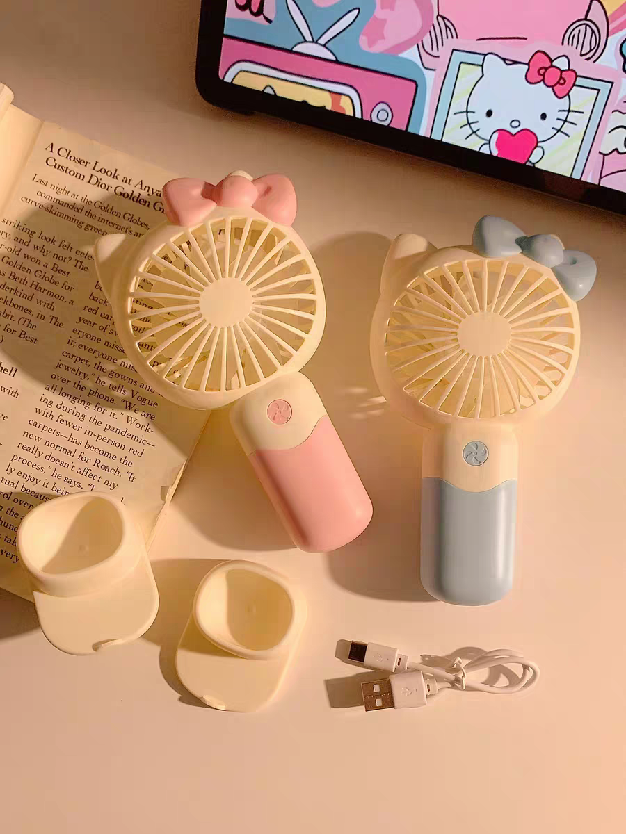 Hello Kitty Mini Size Rechargeable Hand Fans with Stand