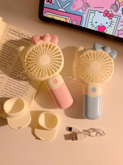 Hello Kitty Mini Size Rechargeable Hand Fans with Stand