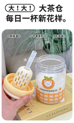 Kawaii Cute Sippers Bottles with holder - 600 ml BPA Free Plastic - Unbreakable
