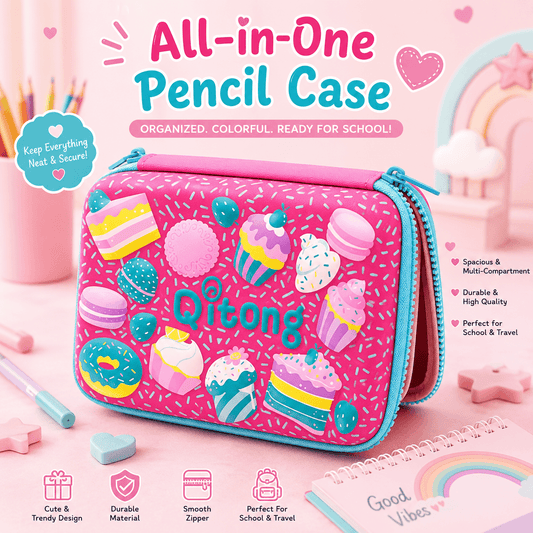 🍩 3D Fiber Pencil Organizer Case for School - Size 23 × 15 cm