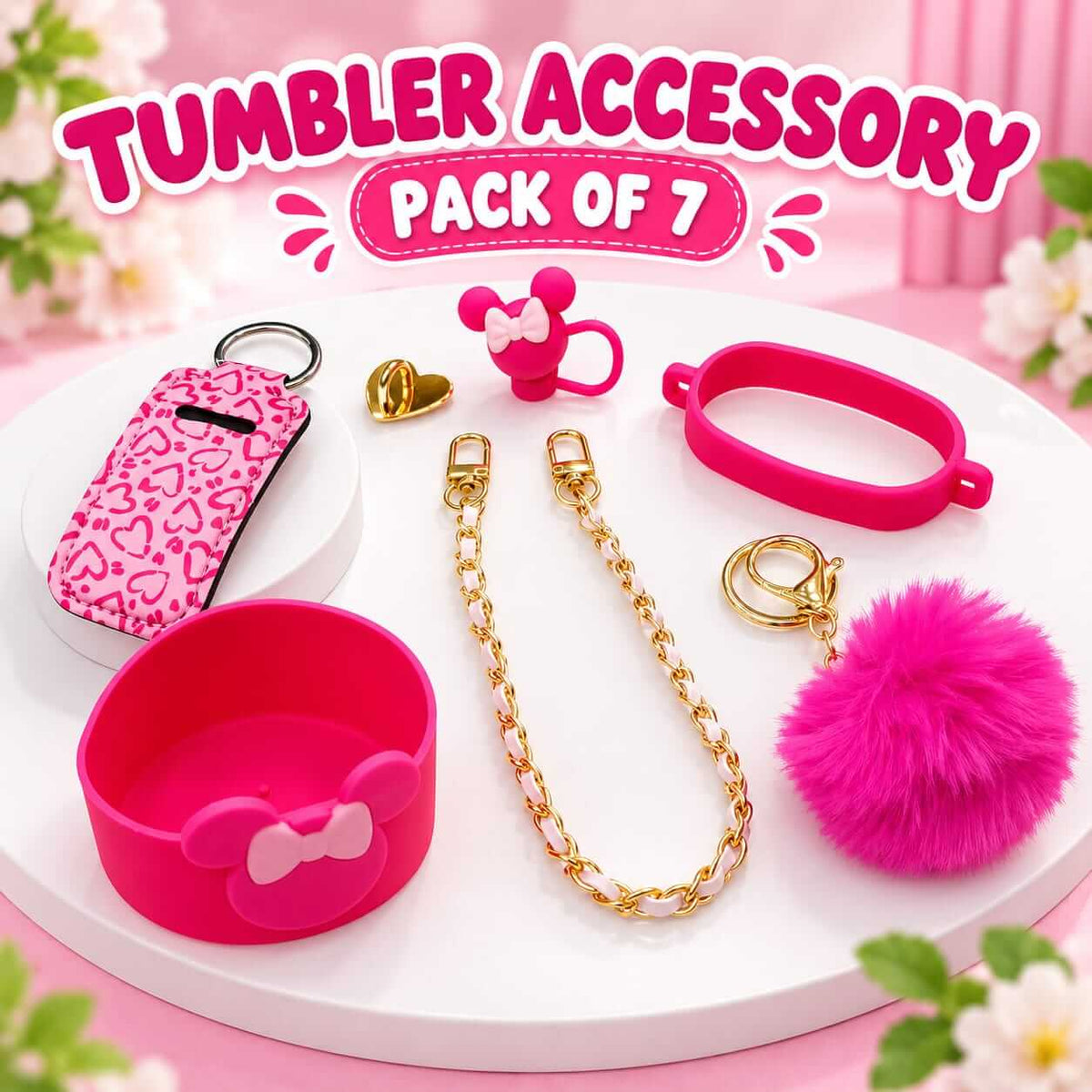 Tumbler Accessories Set – Pack of 7 | Cute Charms & Accessories