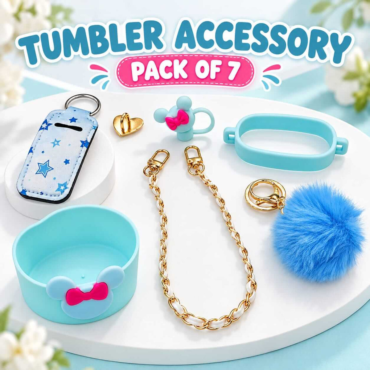Tumbler Accessories Set – Pack of 7 | Cute Charms & Accessories